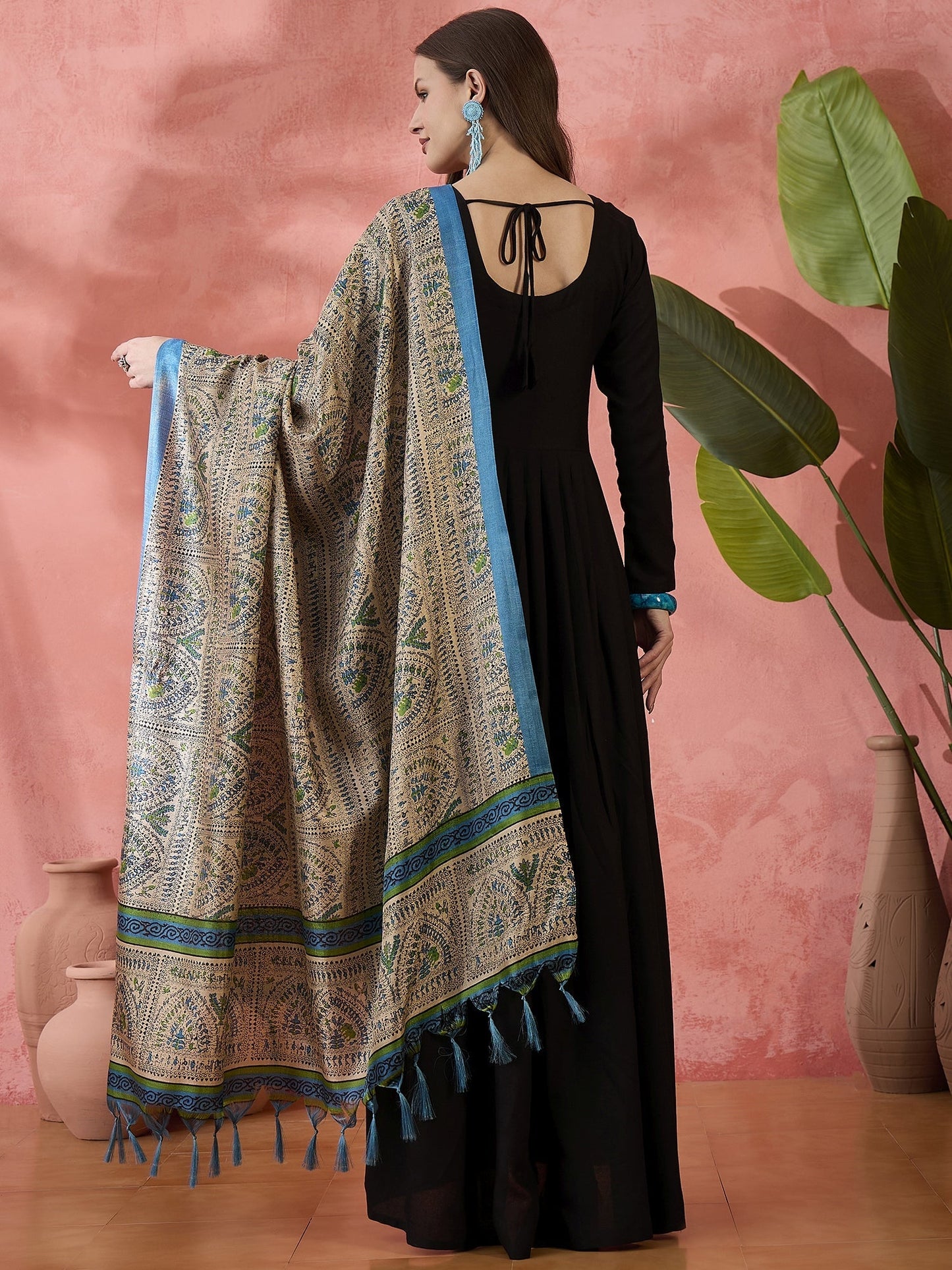 InWeave Black Sweetheart Kurta With Dupatta - Swadesiicart