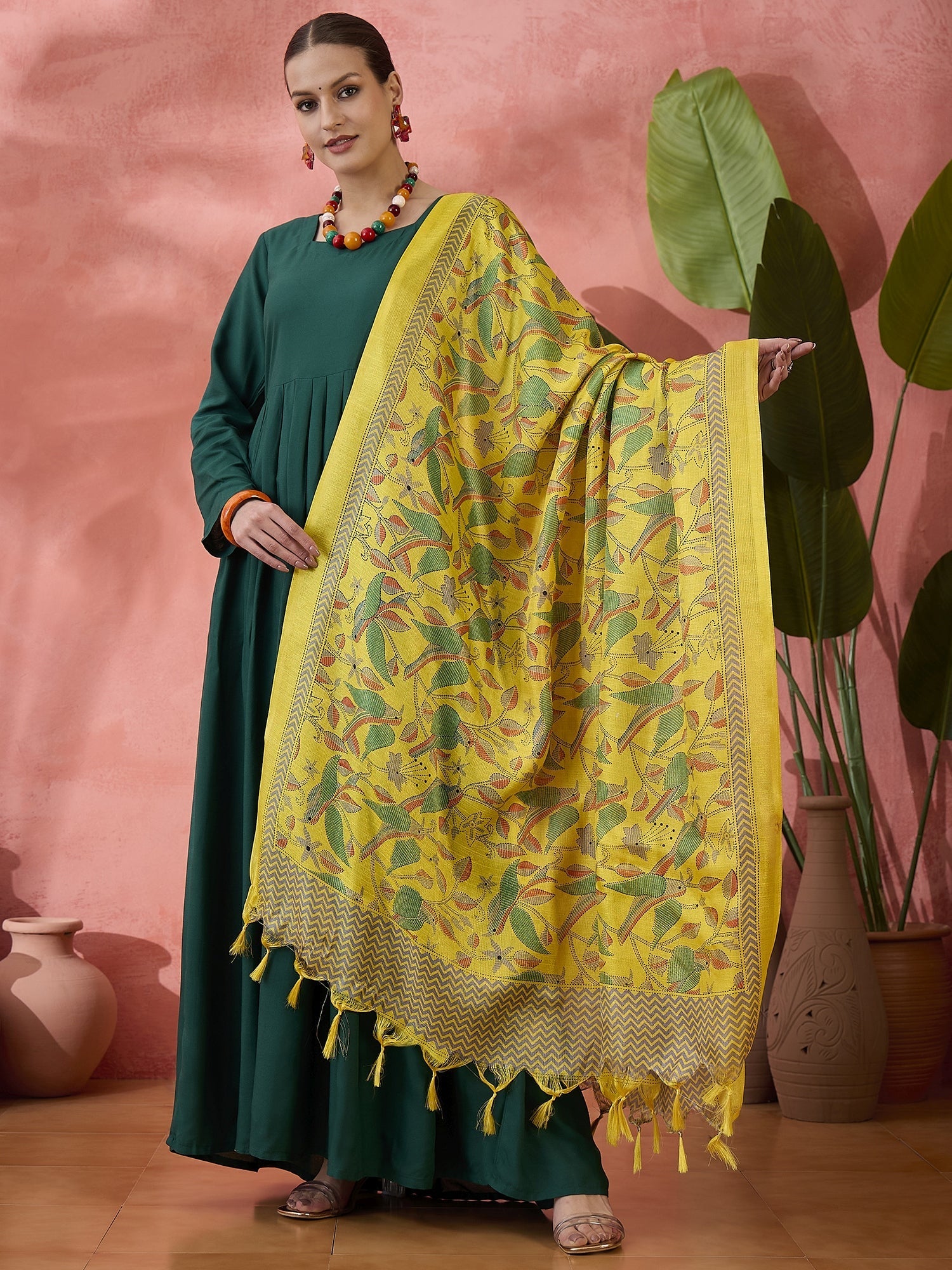 InWeave Green Sweetheart Kurta With Dupatta - Swadesiicart