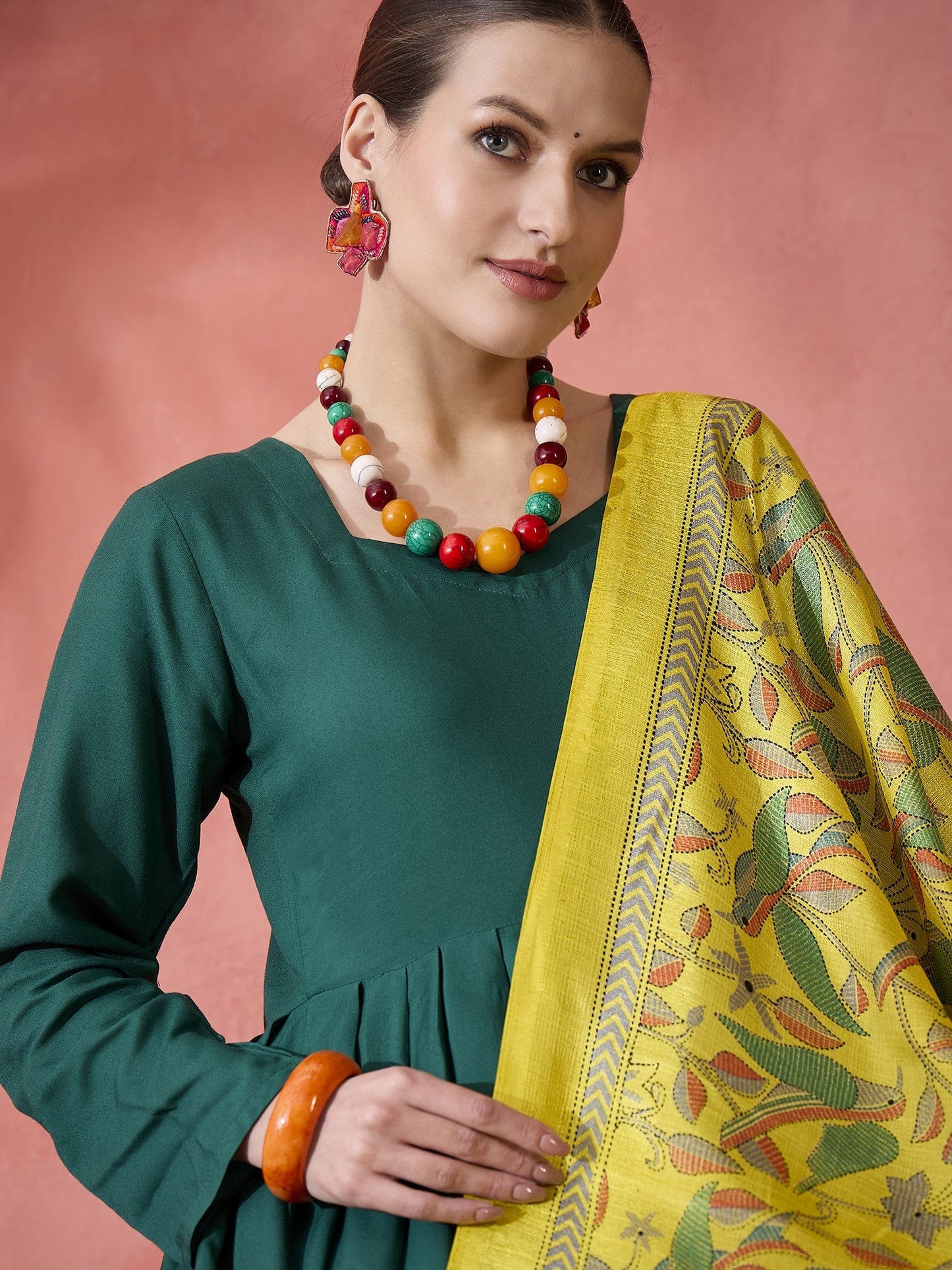 InWeave Green Sweetheart Kurta With Dupatta - Swadesiicart