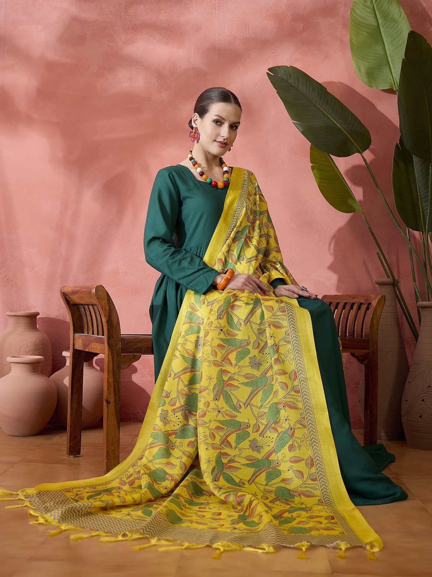 InWeave Green Sweetheart Kurta With Dupatta - Swadesiicart