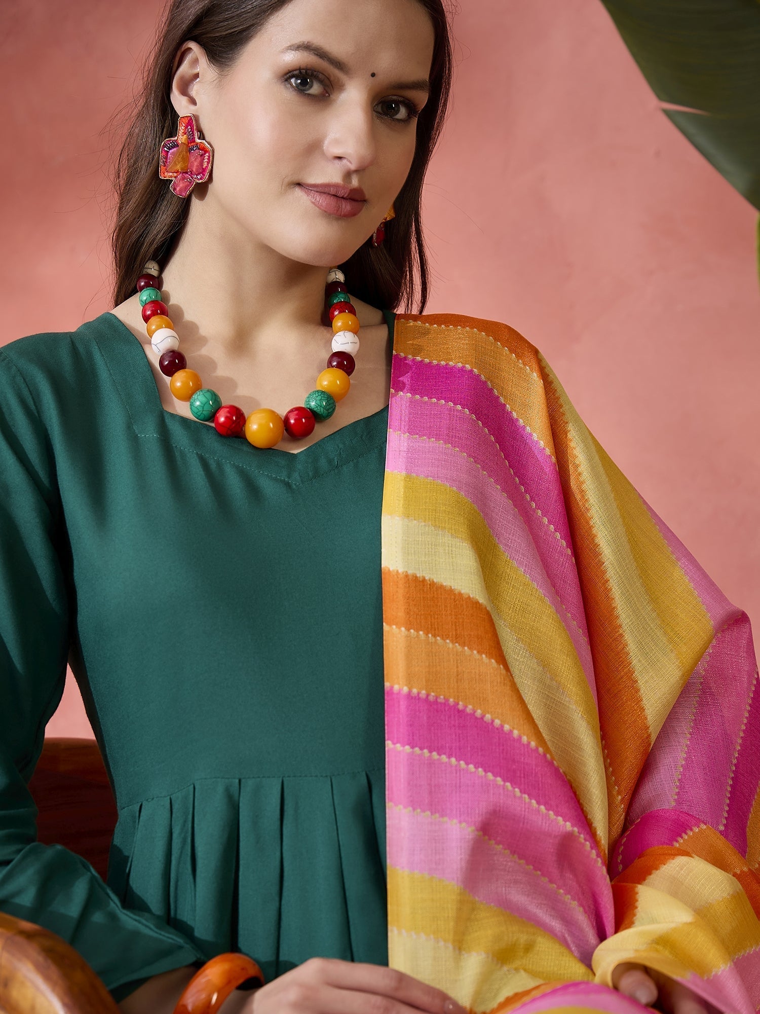 InWeave Green Sweetheart Kurta With Dupatta - Swadesiicart