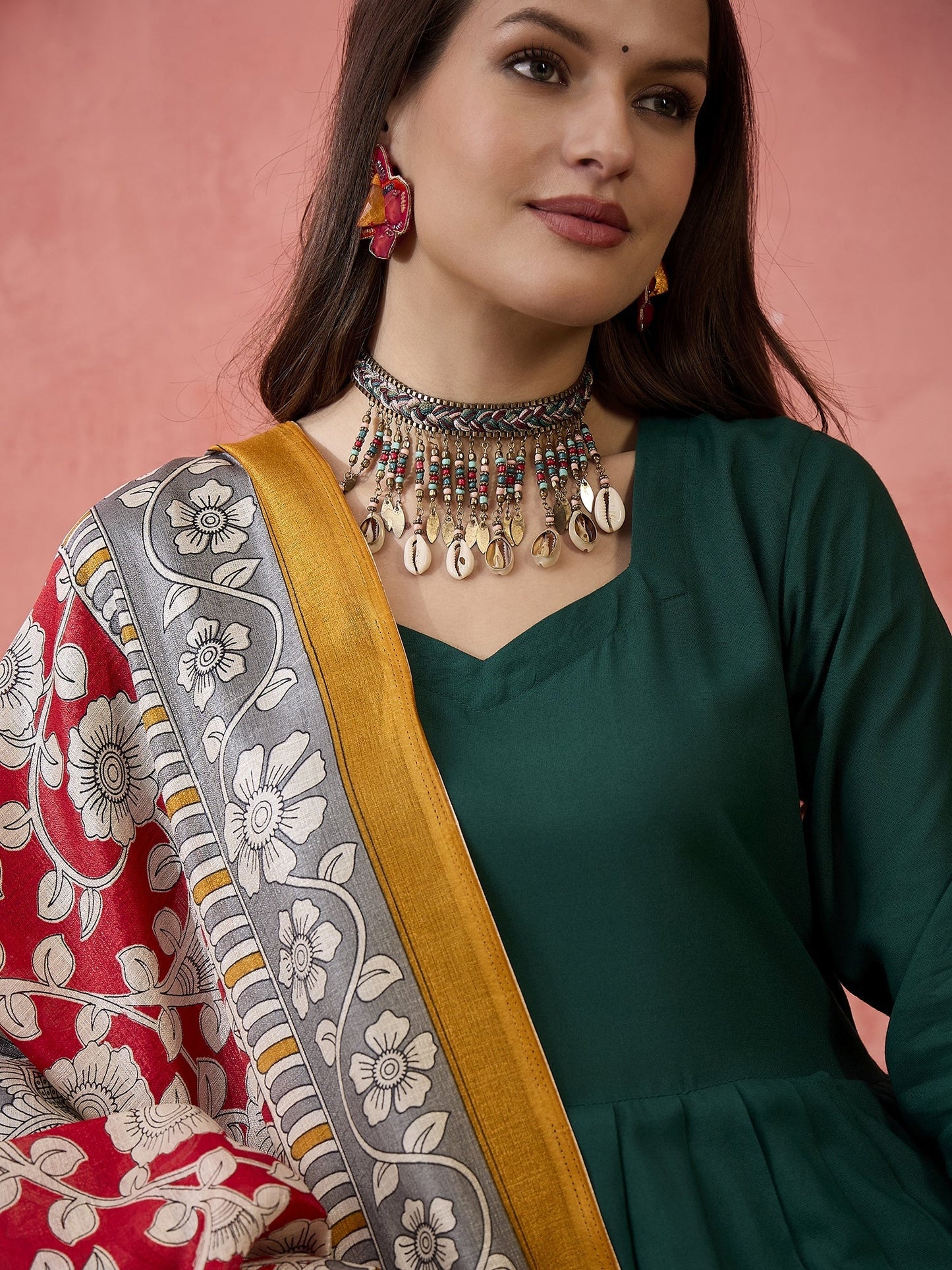 InWeave Green Sweetheart Kurta With Dupatta - Swadesiicart