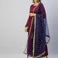 InWeave Women's Maroon Solid Long Kurta With Navy Net Dupatta - Swadesiicart