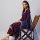 InWeave Women's Maroon Solid Long Kurta With Navy Net Dupatta - Swadesiicart