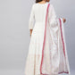 InWeave Women's Pink White Mirror Print Kurta With Dupatta - Swadesiicart