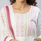 InWeave Women's Pink White Mirror Print Kurta With Dupatta - Swadesiicart