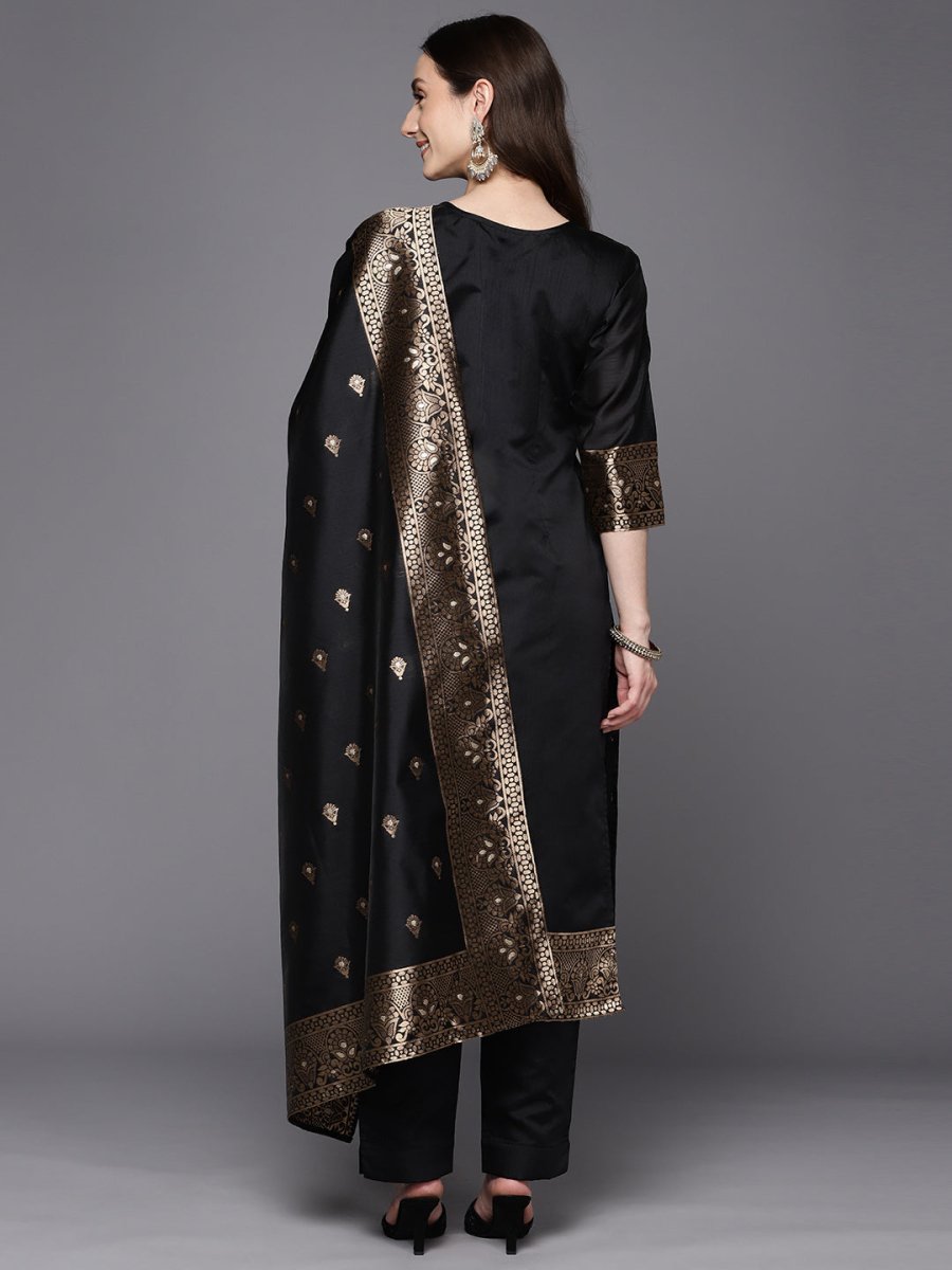 Ahalyaa Unstitched Black Dress Material | Swadesiicart