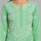 ADA Floral Embroidered Long Sleeves Regular Lucknowi Chikankari Kurta With Palazzos | Swadesiicart