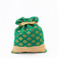 NR By Nidhi Rathi Green & Gold-Toned Banarasi Printed Potli Clutch - Swadesiicart