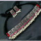 Tehzeeb Creations Women's Oxidised Necklace Set With White Pearl - Swadesiicart