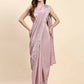 Pink Silk Satin Solid Ready to wear Saree with stitched Blouse - Satiksha | Swadesiicart