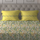 MYTRIDENT Beige White Floral Pure Cotton 144 TC Queen Bedsheet With 2 Pillow Covers - Swadesiicart