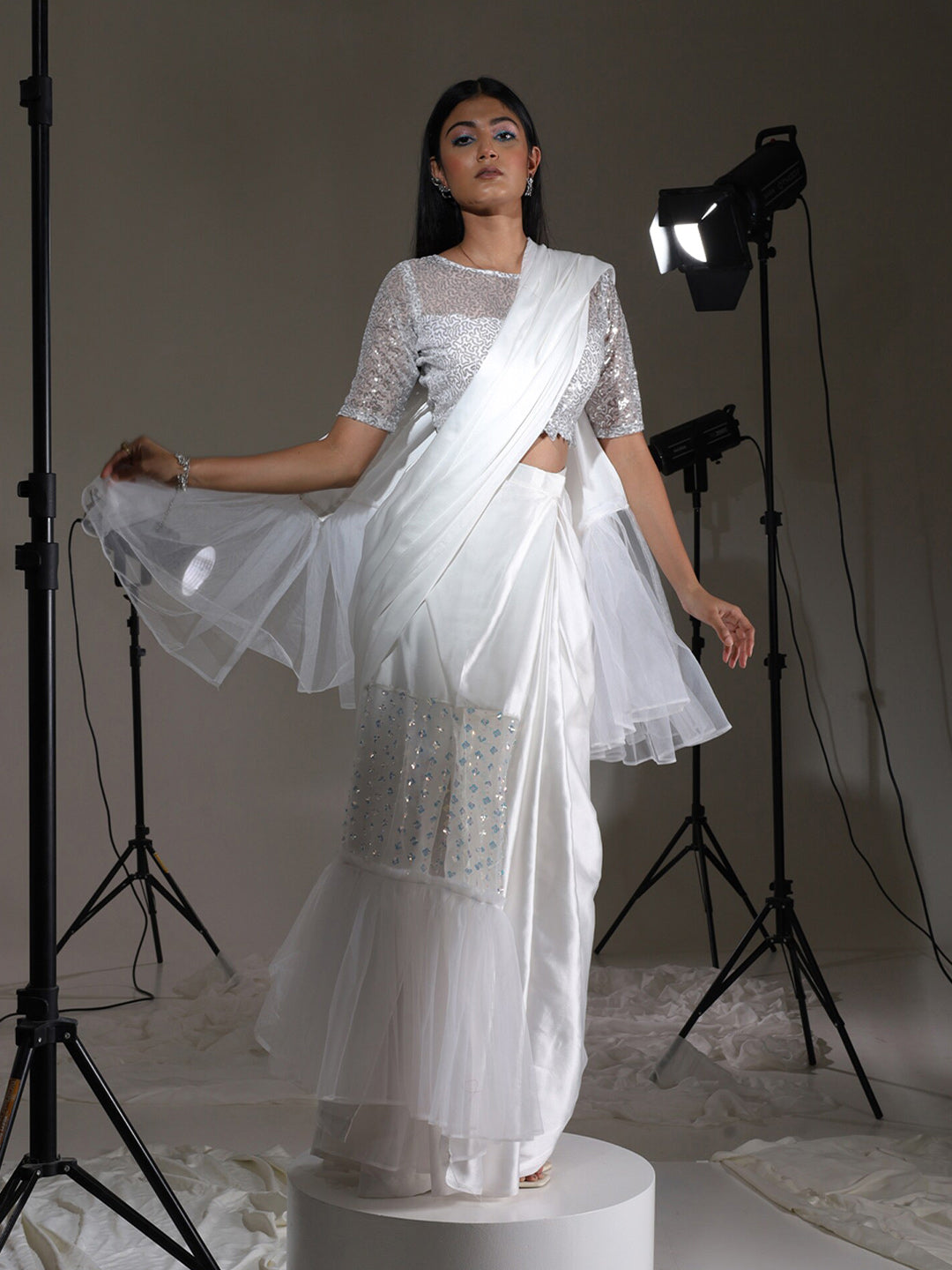 Tikhi Imli Embroidered Sequined Ready to Wear Saree | Swadesiicart