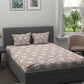 MYTRIDENT Brown White Ethnic Motifs 200 TC Cotton 1 King Bedsheet with 2 Pillow Covers - Swadesiicart