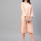 ADA Women Peach-Coloured & White Chikankari Embroidered Straight Sustainable Kurta | Swadesiicart