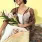InWeave Cream - Multi Colour Organza Cape Set - Swadesiicart