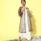 InWeave Cream - Multi Colour Organza Cape Set - Swadesiicart