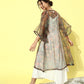 InWeave Cream - Multi Colour Organza Cape Set - Swadesiicart
