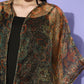 InWeave Black - Multi Print Organza Cape Set - Swadesiicart