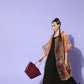 InWeave Black -Orange Organza Cape Set - Swadesiicart