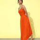 InWeave Orange - Multi Printed Organza Cape Set - Swadesiicart