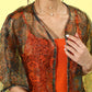 InWeave Orange - Multi Printed Organza Cape Set - Swadesiicart