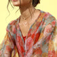 InWeave Orange Floral Printed Organza Cape Set - Swadesiicart