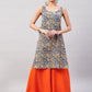 InWeave Women's Blue Kalamkari Straight Kurta Palazzo Set - Swadesiicart