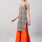 InWeave Women's Blue Kalamkari Straight Kurta Palazzo Set - Swadesiicart