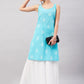 InWeave Women's Sea Blue Print Straight Kurta Palazzo Set - Swadesiicart