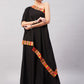 InWeave Women's Black Multi Striped One Shoulder Kurta Set - Swadesiicart