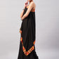 InWeave Women's Black Multi Striped One Shoulder Kurta Set - Swadesiicart