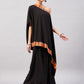 InWeave Women's Black Multi Striped One Shoulder Kurta Set - Swadesiicart