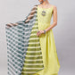 InWeave Women's Summer Yellow R Strappy Kurta Set With Green Leh Dupatta - Swadesiicart