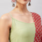 InWeave Women's Light Green R Strappy Set W Green Red Print Cotton Dupatta - Swadesiicart