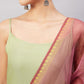 InWeave Women's Light Green R Strappy Set W Pink Print Organza Dupatta - Swadesiicart