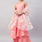 InWeave Women's Light Pink Sleeveless Kurta Set W White Peach Organza Dupatta - Swadesiicart