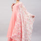 InWeave Women's Light Pink Sleeveless Kurta Set W White Peach Organza Dupatta - Swadesiicart