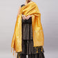 InWeave Women's Black Bandhani Teired Sharara Set W Mustard Brocade Dupatta - Swadesiicart