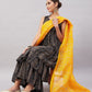 InWeave Women's Black Bandhani Teired Sharara Set W Mustard Kota Dupatta - Swadesiicart