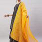 InWeave Women's Black Bandhani Teired Sharara Set W Mustard Kota Dupatta - Swadesiicart