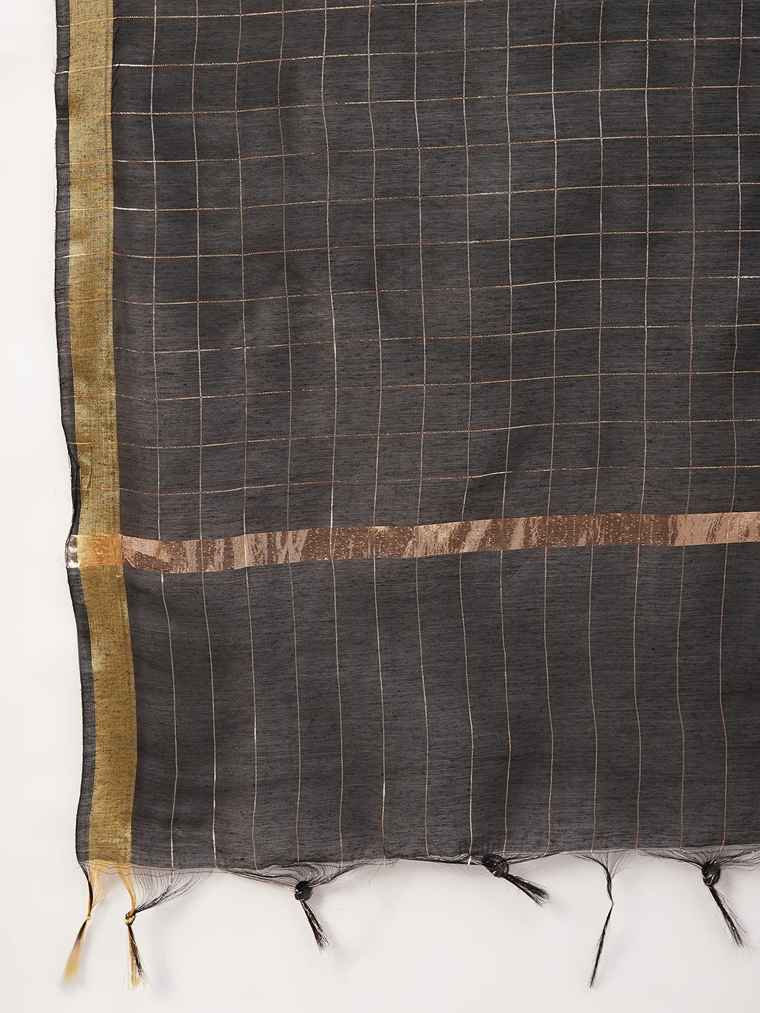 InWeave Women's Yelllow Floarl Print Strappy Set W Black Gold Check Dupatta - Swadesiicart