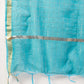InWeave Women's Aqua Organza Sleeve Kurta Set With Teal Gold Check Dupatta - Swadesiicart