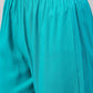 InWeave Women's Aqua Organza Sleeve Kurta Set With Peach Brocade Dupatta - Swadesiicart