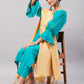 InWeave Women's Aqua Organza Sleeve Kurta Set With Beige Brocade Dupatta - Swadesiicart