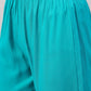 InWeave Women's Aqua Organza Sleeve Kurta Set With Orange Kota Dupatta - Swadesiicart