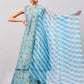 InWeave Women's Sky Blue Floral Halter Kurta Set W Sb Leh Organza Dupatta - Swadesiicart