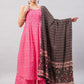 InWeave Women's Pink Bandhani Strappy Set W Black Pink Ethnic Dupatta - Swadesiicart