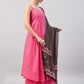 InWeave Women's Pink Bandhani Strappy Set W Black Pink Ethnic Dupatta - Swadesiicart
