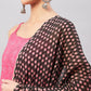InWeave Women's Pink Bandhani Strappy Set W Black Pink Ethnic Dupatta - Swadesiicart